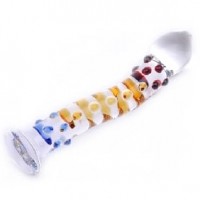 Glass Dildo Colorful Textured